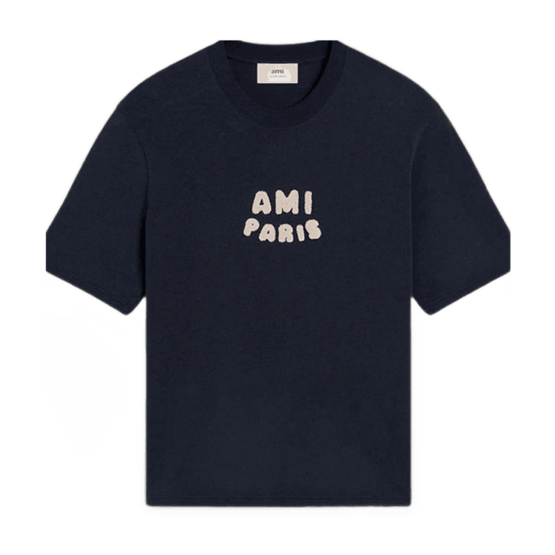 Ami Paris Camiseta Azul e Branca